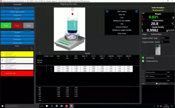 Density-Check Densimeter. Main page of the control software in version 10.