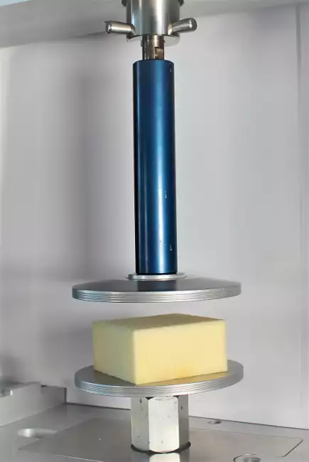 tensile tester grips: Tensor_Check: compression plates. Test on foam product