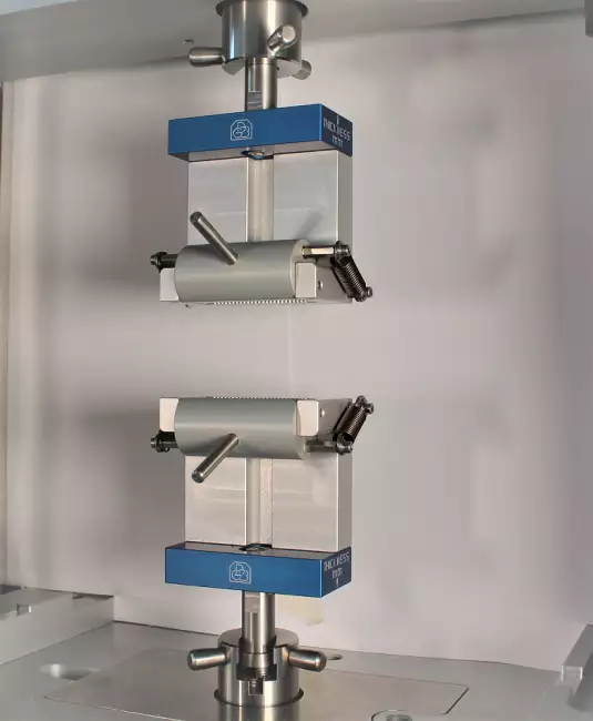 tensile tester grips: Tensor_Check: manual needle roller clamps for tensile testing.