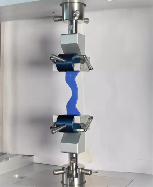 tensile tester grips: Tensor_Check: manual roll clamps. Tear test according to ISO 34-1 standard.