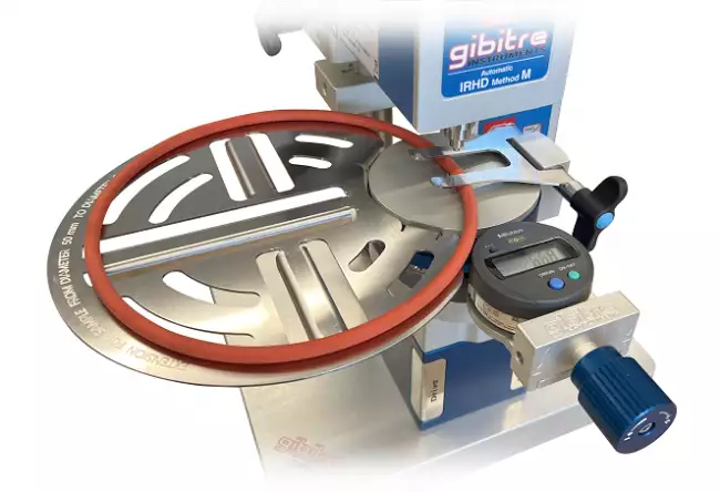 hardness testers centring: Automatic-Hardness-Check: Micro-IRHD hardness test according to ISO 48-2 standard. O-ring centering device. Plate for housing large o-rings.