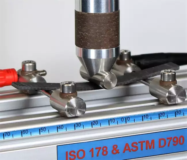 tensor tester resistivity option: Tensor-Check dynamometer with optional multimeter: bending test detail.