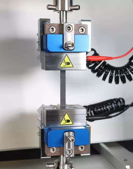 tensor tester resistivity option: Tensor-Check dynamometer with optional multimeter: tensile test detail.