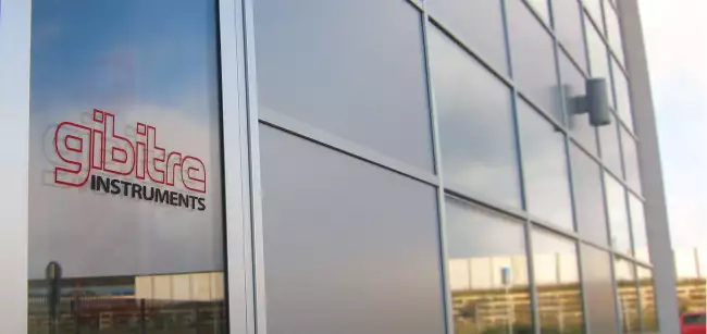 Gibitre Instruments headquarters. Detail of the entrance door.