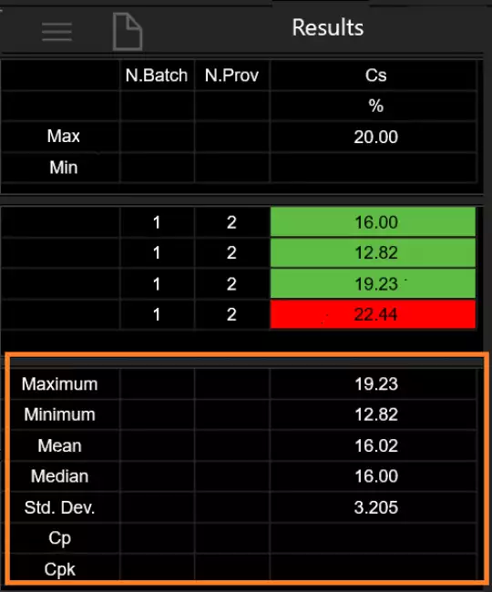 software compression set: Gibitre software. All gibitre programs allow verification of compliance with set tolerance limits. Example of verification.