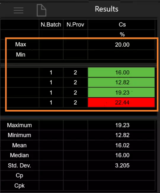 software compression set: Gibitre software. All gibitre programs allow verification of compliance with set tolerance limits. Example of verification.